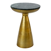 Contemporary Aluminum Side Table with Green Marble Top