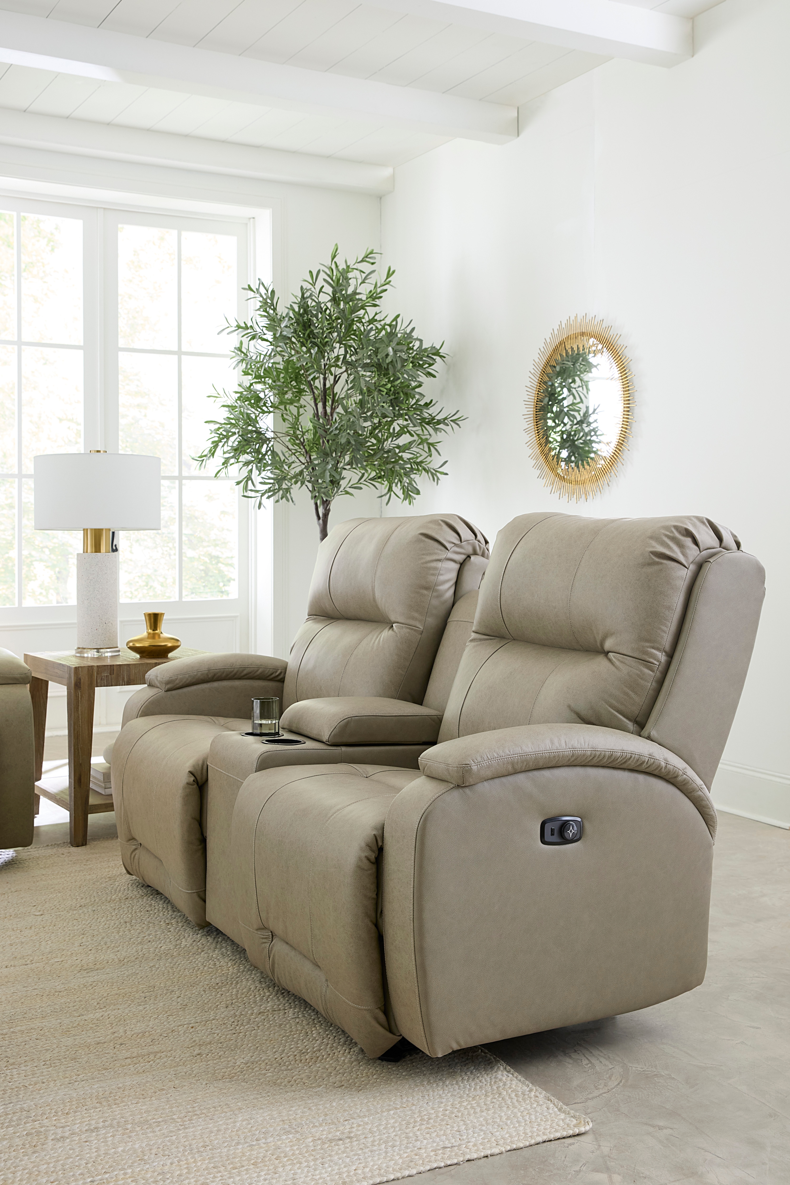 Best Home Furnishings Maverly Power Reclining Space Saver Console Loveseat