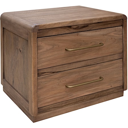 Modern Rustic 2-Drawer Nightstand with Microfiber-Lined Top Drawer