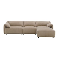 Contemporary Modular Sofa Chaise with Low Back