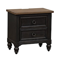 Transitional 2-Drawer Nightstand with USB Charging Station