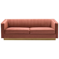 Contemporary Velvet and Gold Sofa