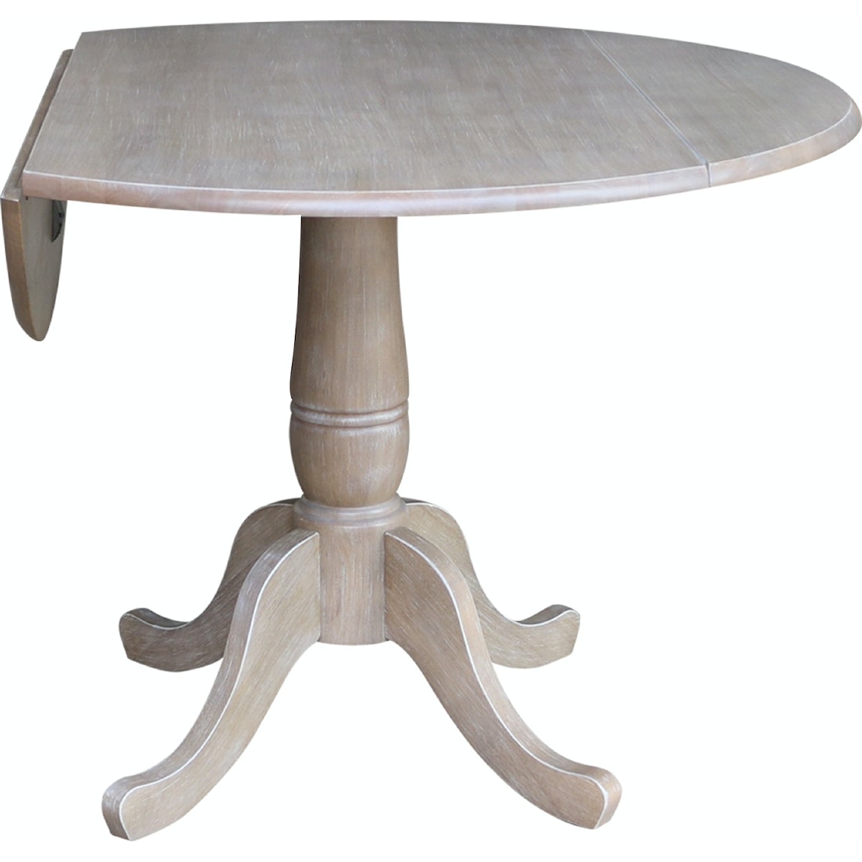 John Thomas Dining Essentials Round Dropleaf Pedestal Table in Taupe Gray