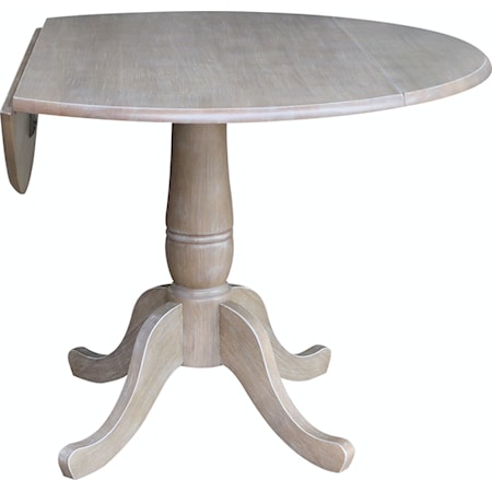 Round Dropleaf Pedestal Table in Taupe Gray