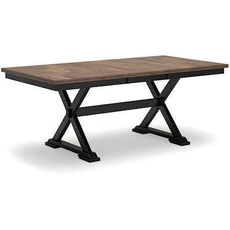 Farmhouse Rectangular Dining Room Extension Table with Self-Storing Leaf