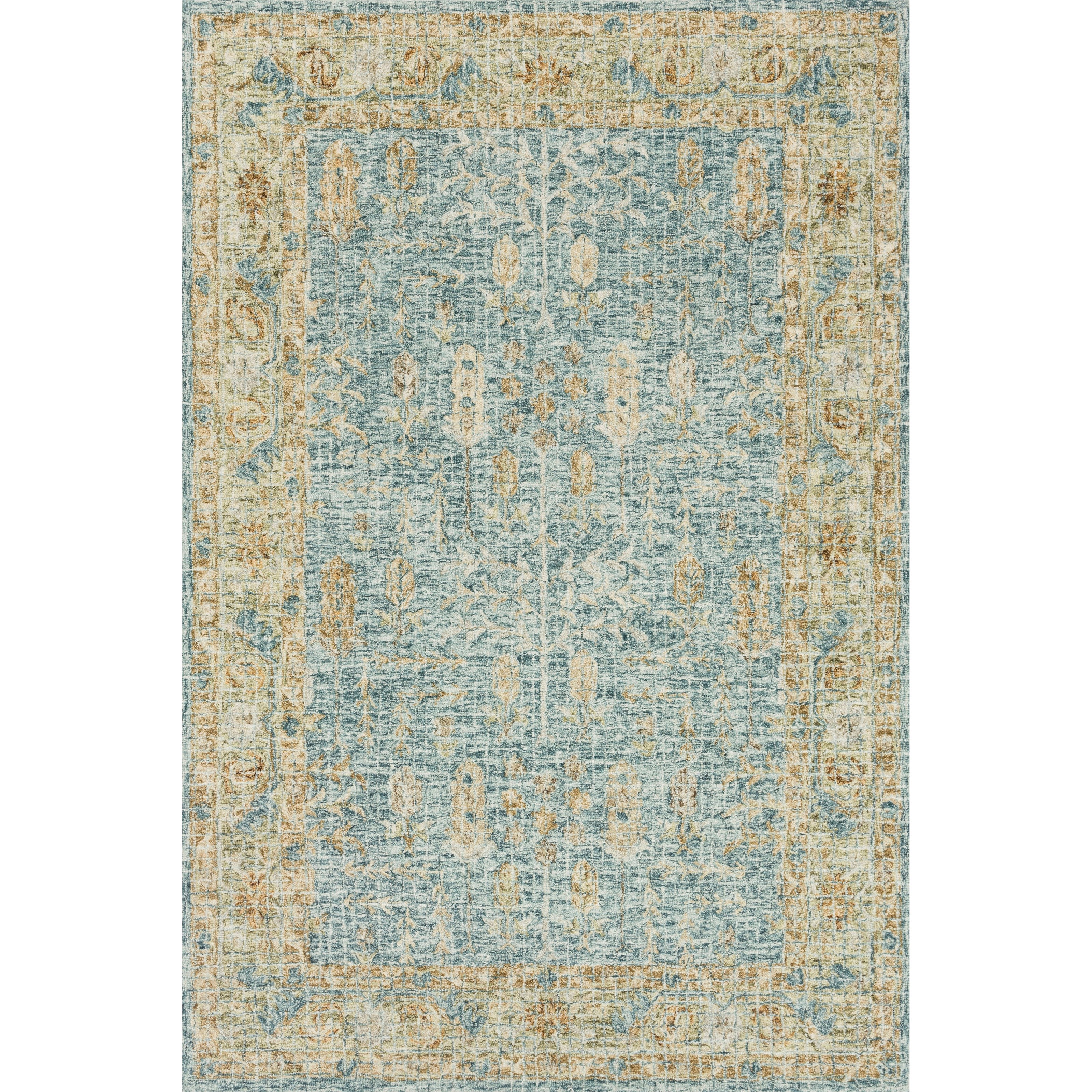 7'9" x 9'9" Blue / Gold Rug
