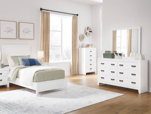 Twin Panel Bed, Dresser And Mirror