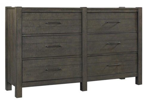 Rustic 6-Drawer Dresser with Cedar-Lined Bottom Drawers