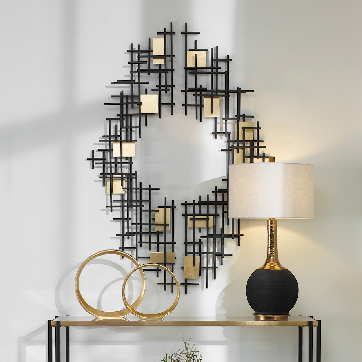 Uttermost Reflection Reflection Metal Grid Wall Decor S/2
