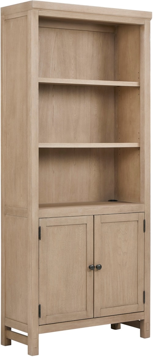 Transitional 2-Door Bookcase with Adjustable Shelves