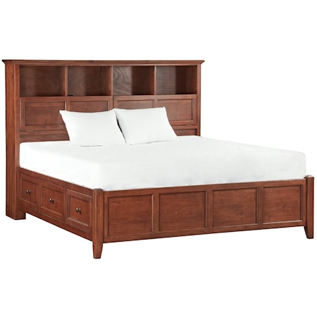 Transitional California King Bookcase Storage Bed