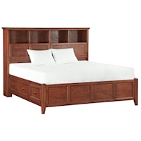 Transitional California King Bookcase Storage Bed