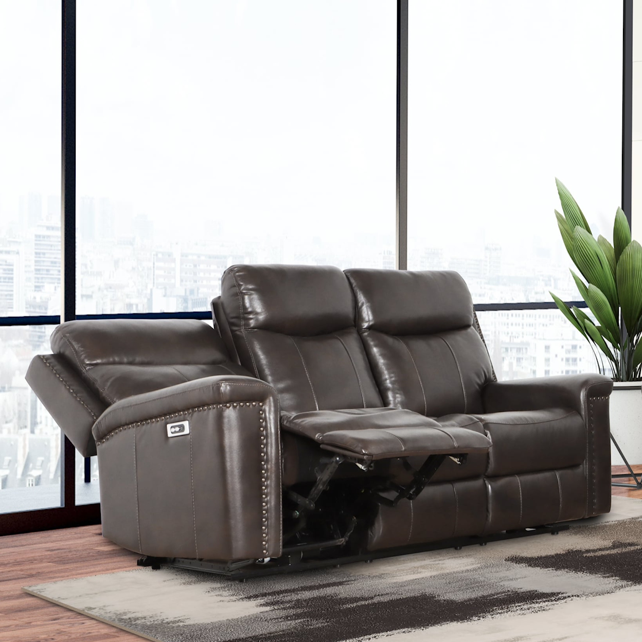 New Classic Furniture Quade Powered Leather Sofa
