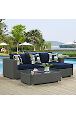 Modway Sojourn 7 Piece Outdoor Patio Sunbrella® Sectional Set - Beige