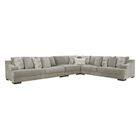 Casual Gray Sectional Sofa with 5 Seats