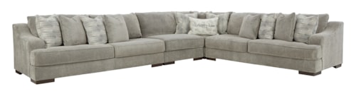 Casual Gray Sectional Sofa with 5 Seats