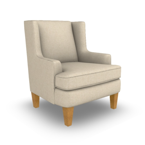 Transitional Wing Back Accent Chair with Reversible Cushion