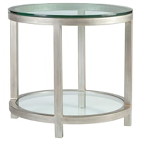 Per Se Round End Table with Glass Top and One Shelf
