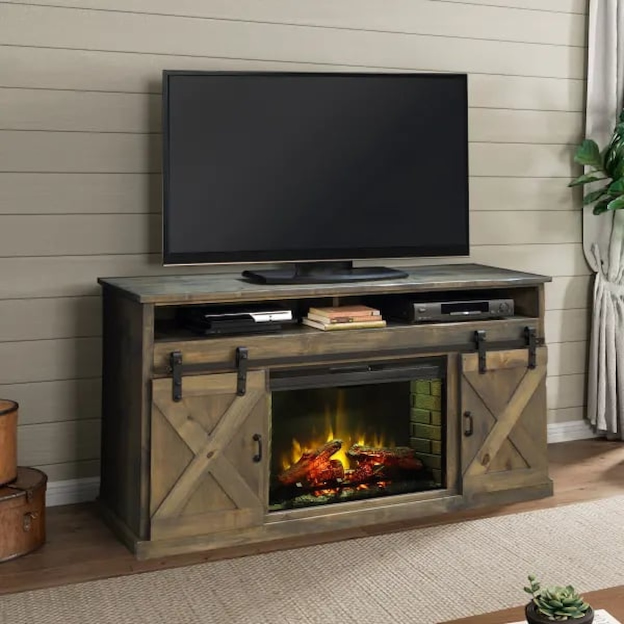 Legends Furniture Farmhouse 66" Fireplace Console