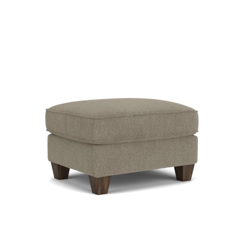 Transitional Upholstered Ottoman with Tapered Legs