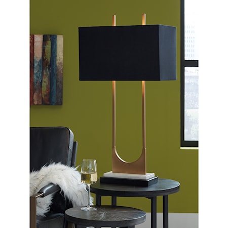 Malana Brass Finish Metal Table Lamp