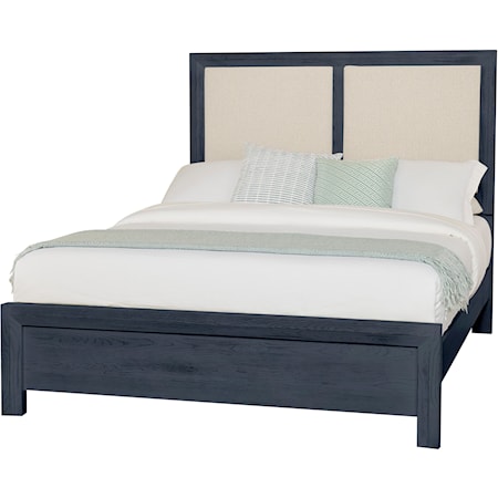 Casual California King Upholstered Bed with Low-Profile Footboard