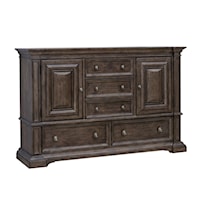 Traditional 5-Drawer Dresser with Doors