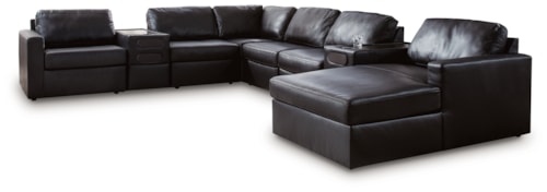 8-Piece Sectional With Chaise And Audio Consoles