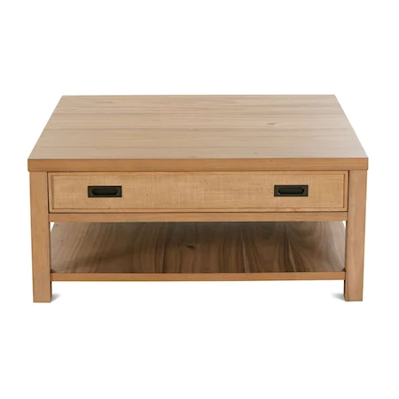 Casual Square Cocktail Table with Soft-Close Drawer
