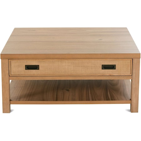 Casual Square Cocktail Table with Soft-Close Drawer