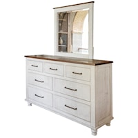 Relaxed Vintage Dresser and Mirror with Felt-Lined Top Drawer