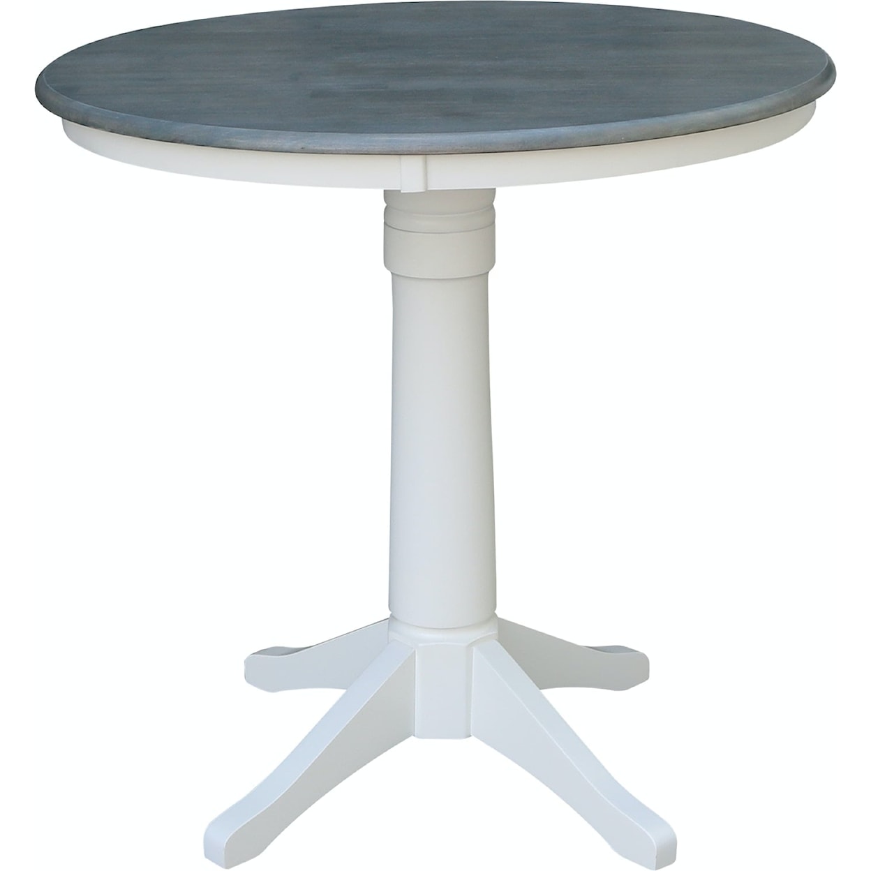 John Thomas Dining Essentials 36'' Pedestal Table in Heather Gray / White