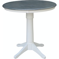 Transitional 36'' Pedestal Table in Heather Gray / White