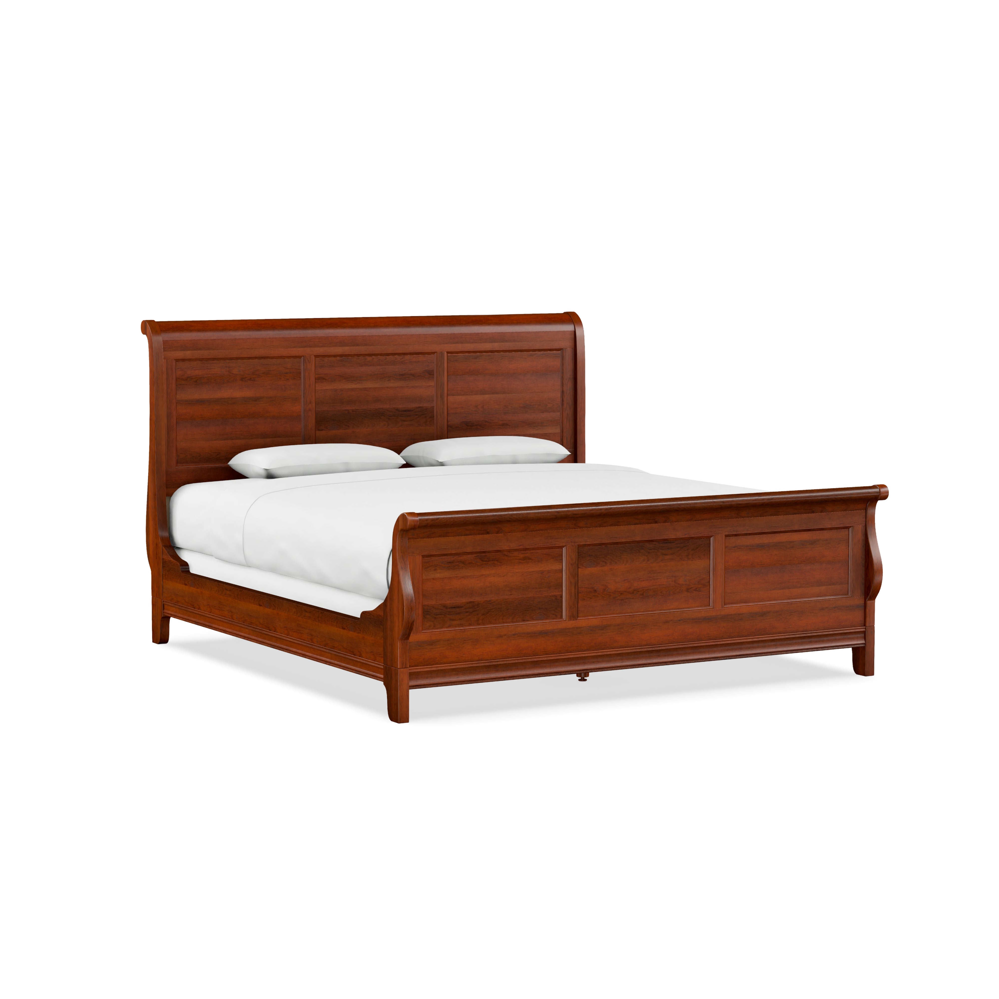 King size cherry wood sleigh deals bed