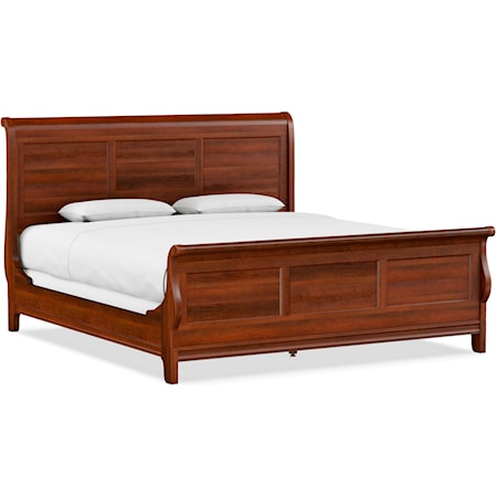 Traditional King Sleigh Bed W/Low Footboard
