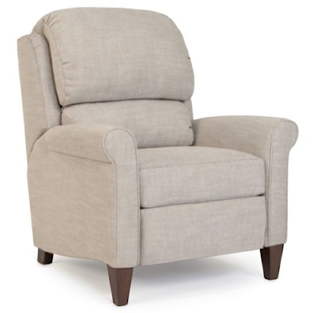 Transitional Pressback Recliner with Wood Tapered Legs