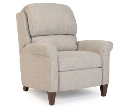 Transitional Pressback Recliner with Wood Tapered Legs