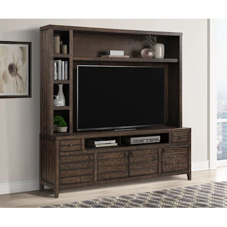 Transitional 84 in. TV Console and Hutch with Wire Management