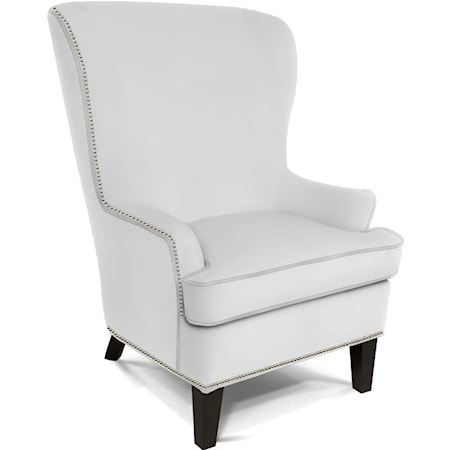 Wing Chair with Nailheads and Contemporary Style