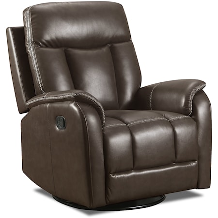 Contemporary Swivel Glider Recliner with Pillow Arms