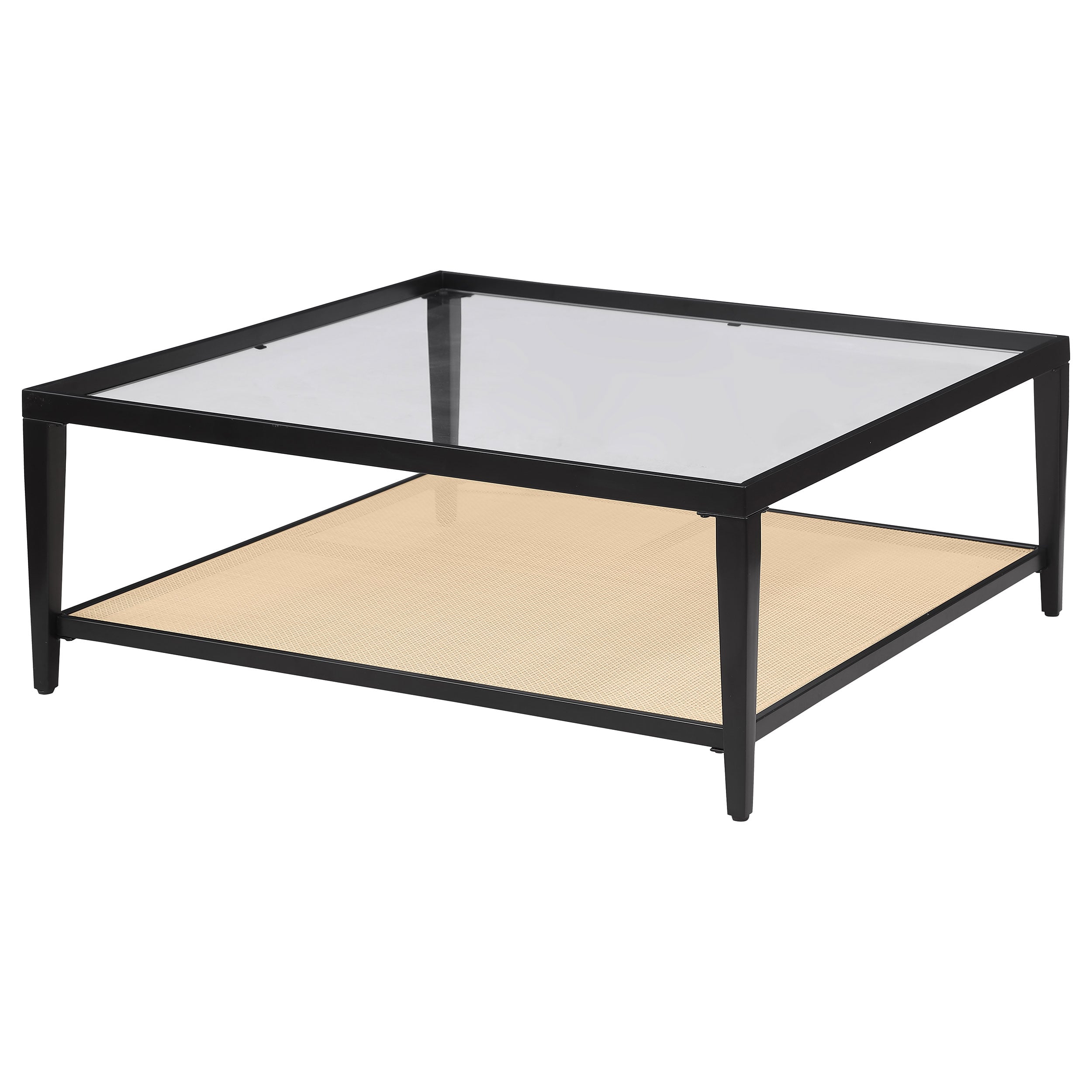 Amherst Glass Top w/ Cane Shelf Coffee Table