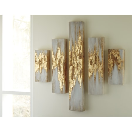 Devlan Gold Finish/White Wall Art Set