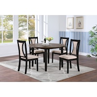 Farmhouse 5-Piece Round Dining Set with Two Tone Finish