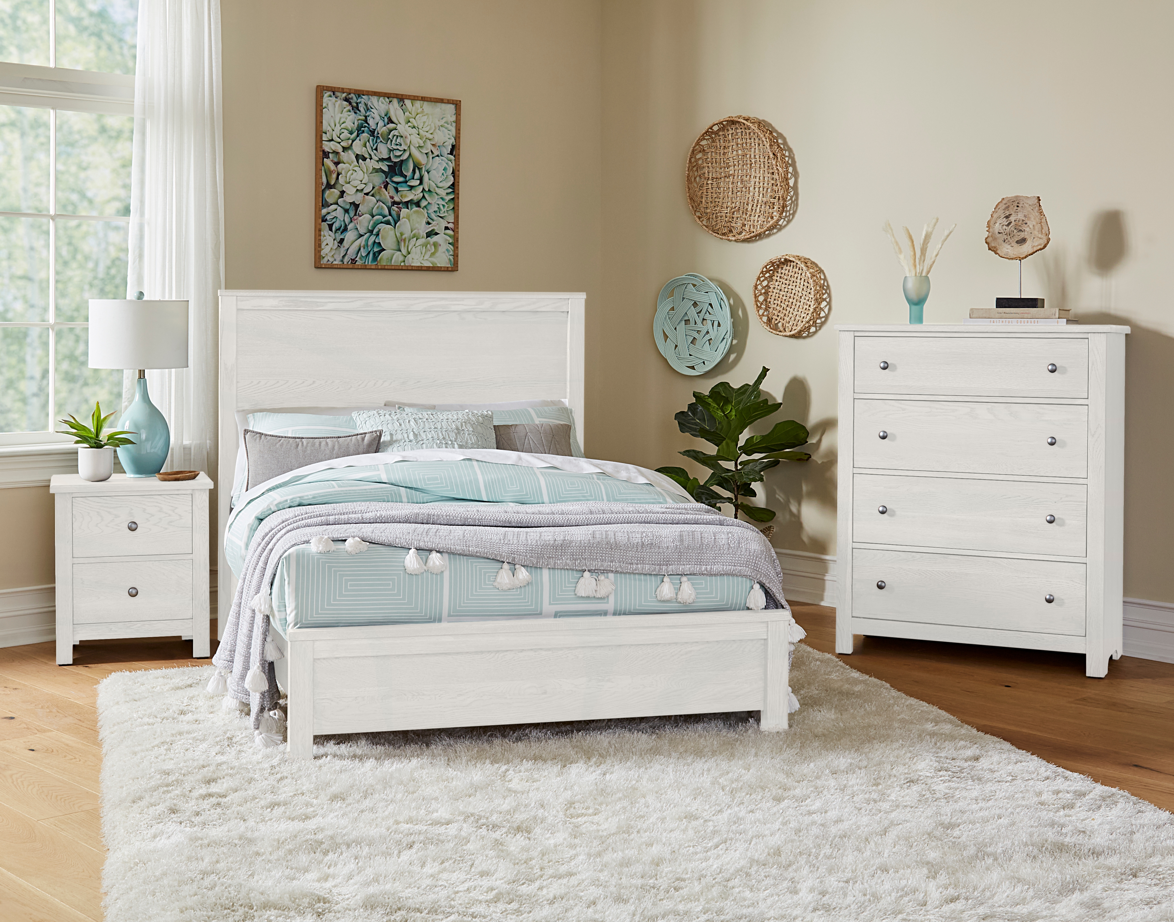 Vaughan-Bassett Fundamentals 16-226x1+16-661-166-922-MS1x1+16-002x1+16-446x1 Transitional 4-Piece King Bedroom Set | Belfort Furniture