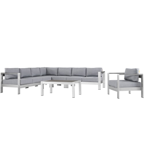 7 Piece Outdoor Patio Aluminum Sectional Sofa Set