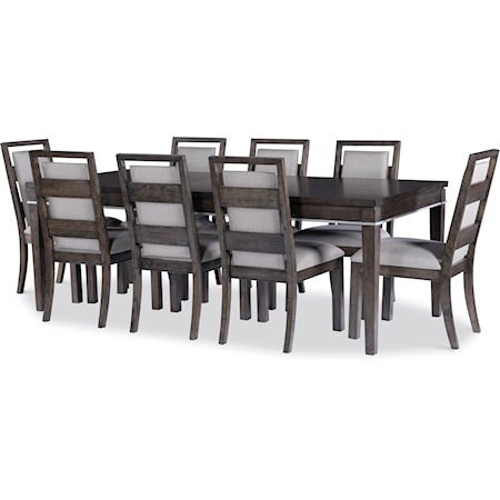 Contemporary 9-Piece Table and Chair Set with Extension Table