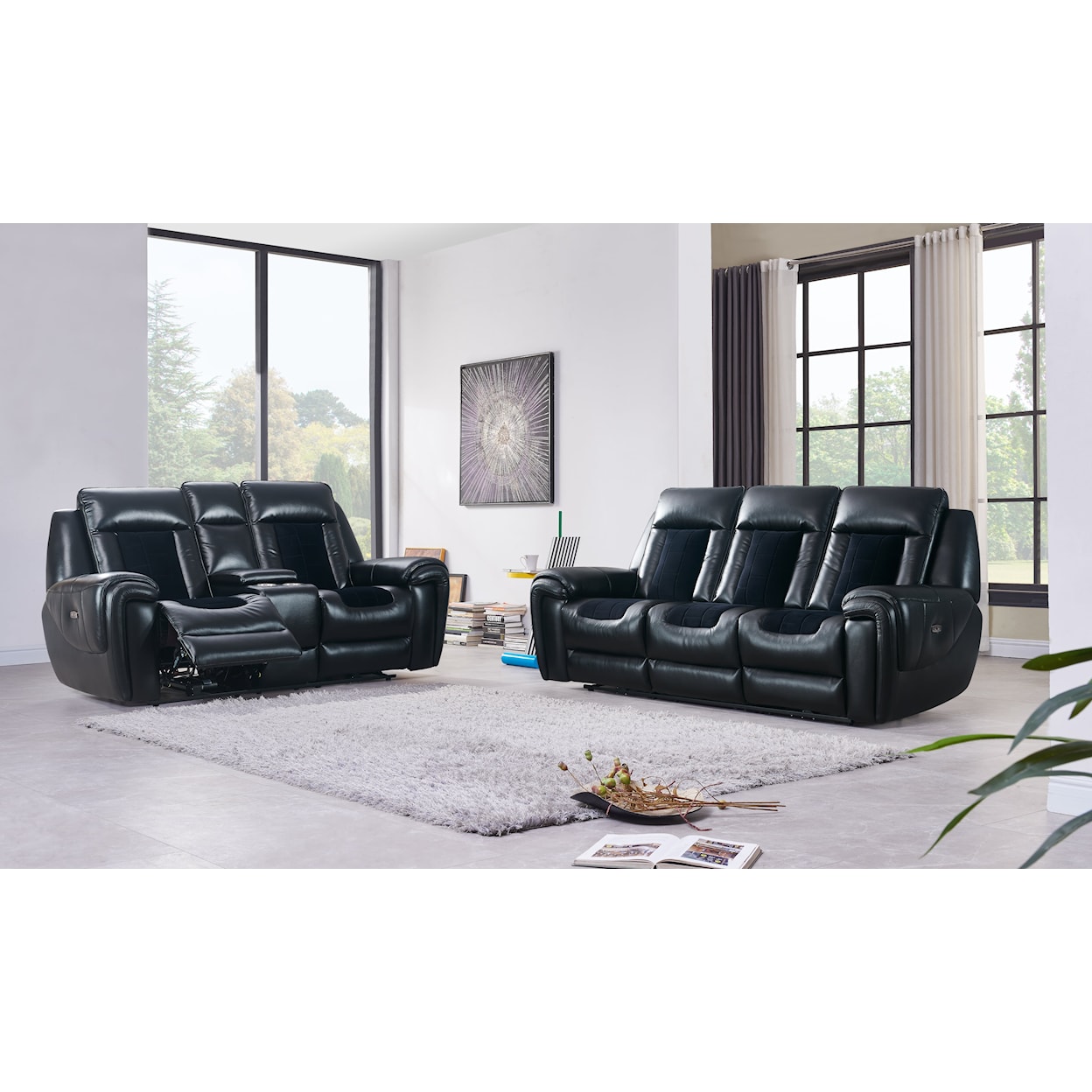 Global Furniture U0700 W/ Led Reclining Sofa
