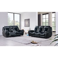 Transitional Living Room Set with Power Reclining Sofa and Loveseat