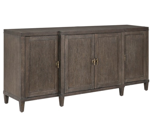 Transitional 4-Door Credenza with Adjustable Shelves