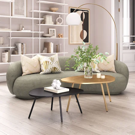 Contemporary Brass and Black Coffee Table Set